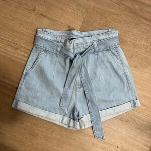 Express paper bag shortie extreme high rise shorts size 8